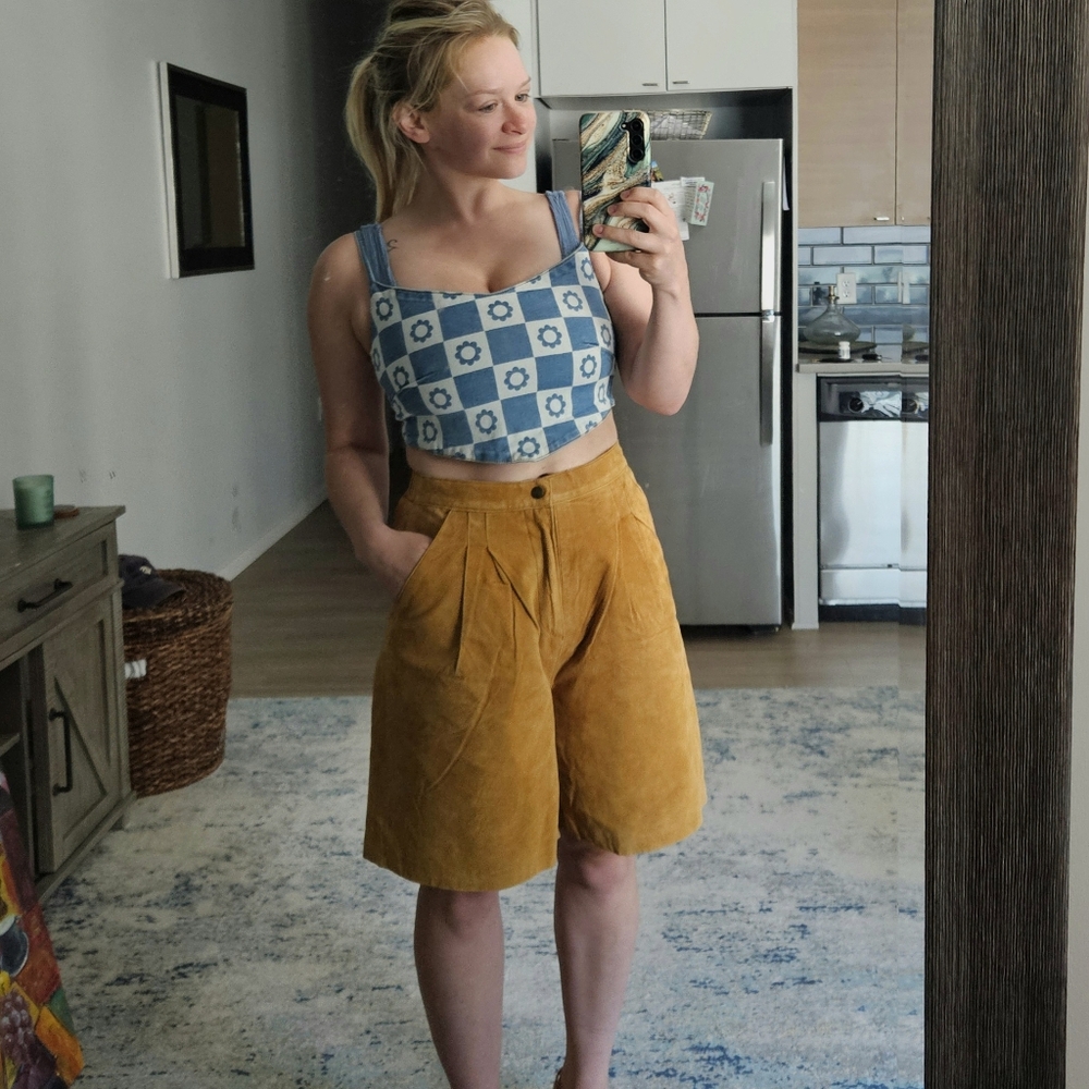 High Waist Leather Shorts Size L